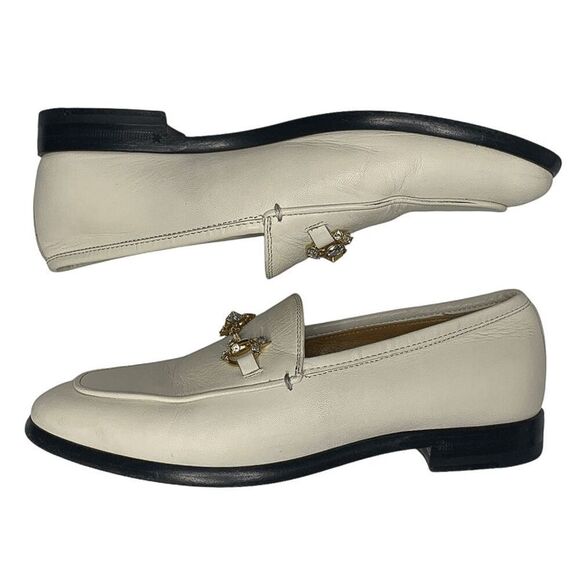 Gucci Jordaan Horsebit Loafers EU 36 US 6 White Leather Flat Slip On Shoes - Picture 8 of 16